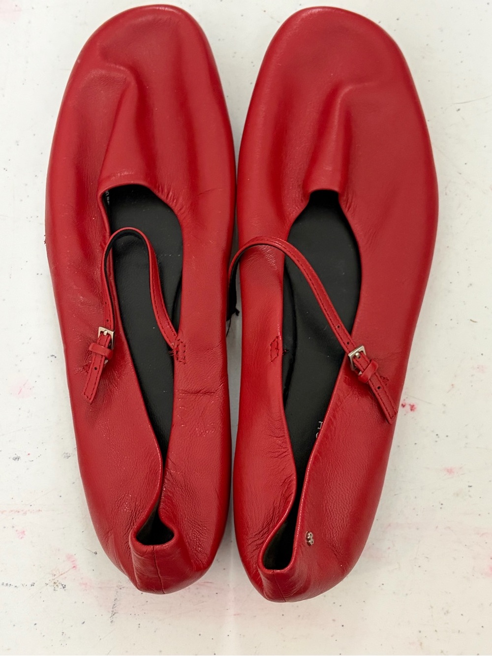 Tory Burch Red Leather Mary Jane Ballet Flats